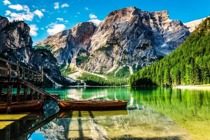 Lake Braies (Pragsersee) in South Tyrol in Summer