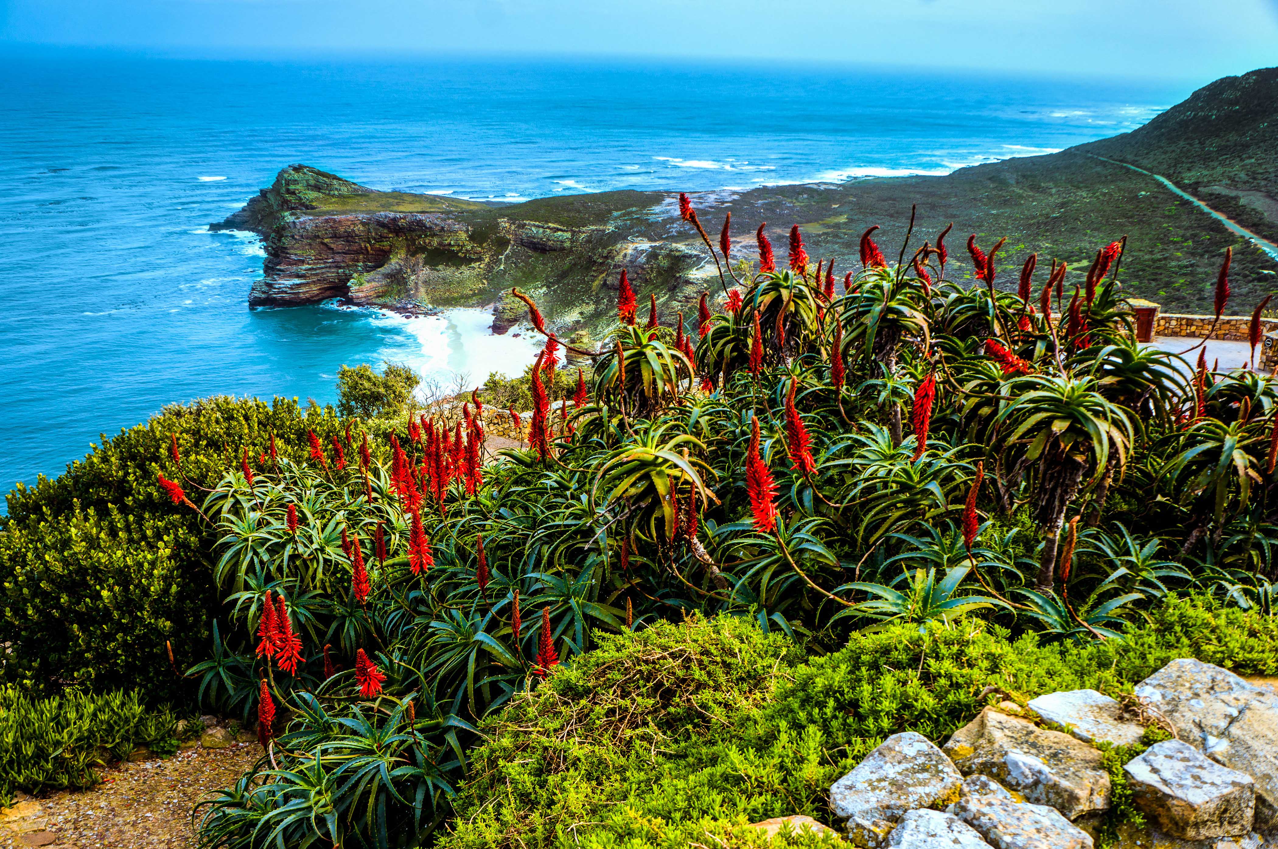 Scenic landscape view from Cape of Good Hope, South Africa.