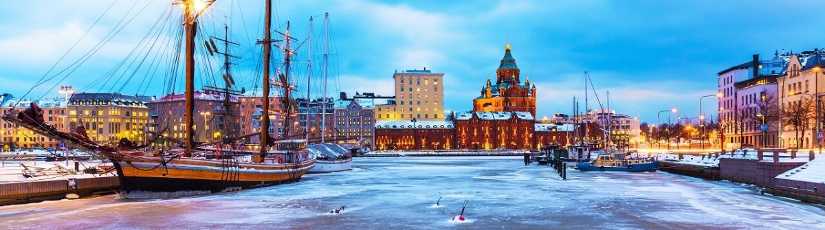Die finnische Stadt Helsinki im Winter