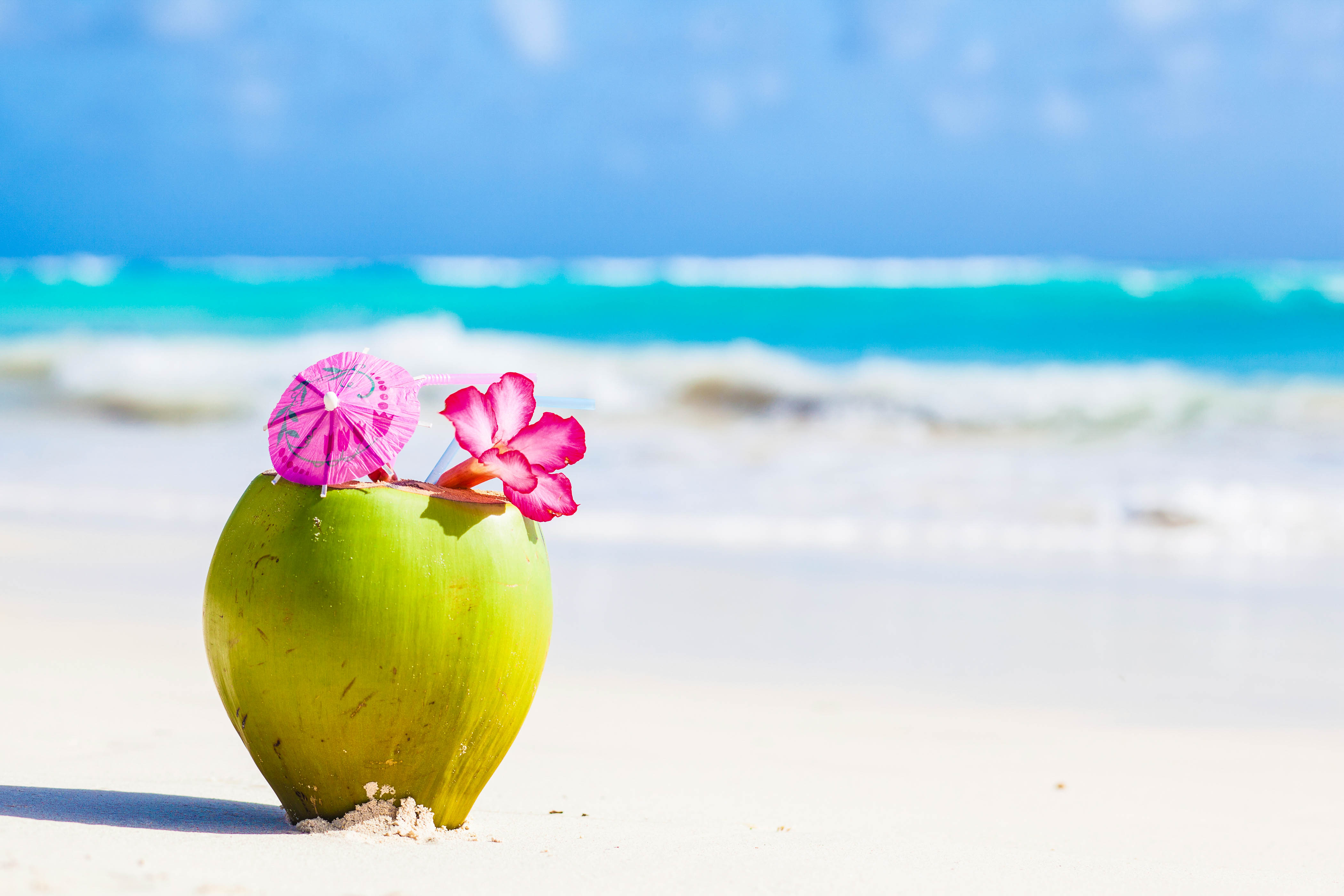 Barbados, Coconut Drink, Beach