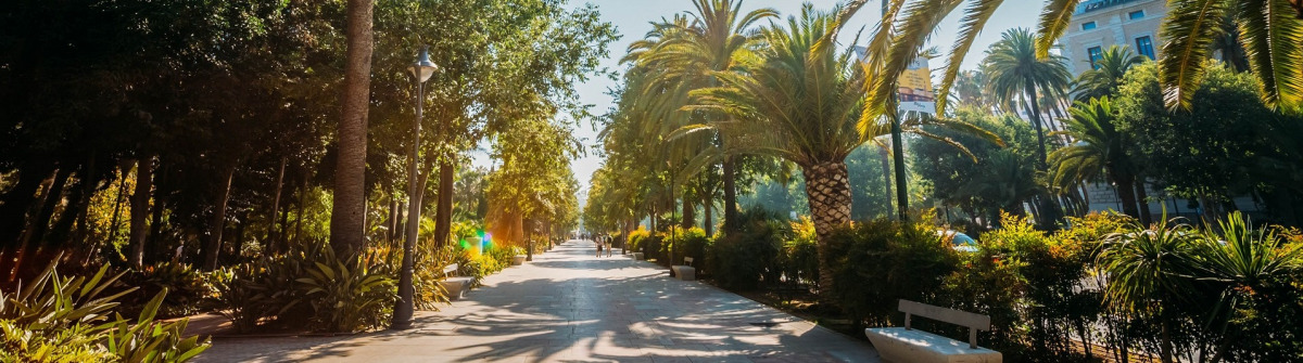 Sidewalk on the Paseo del Parque in Malaga, Spain
