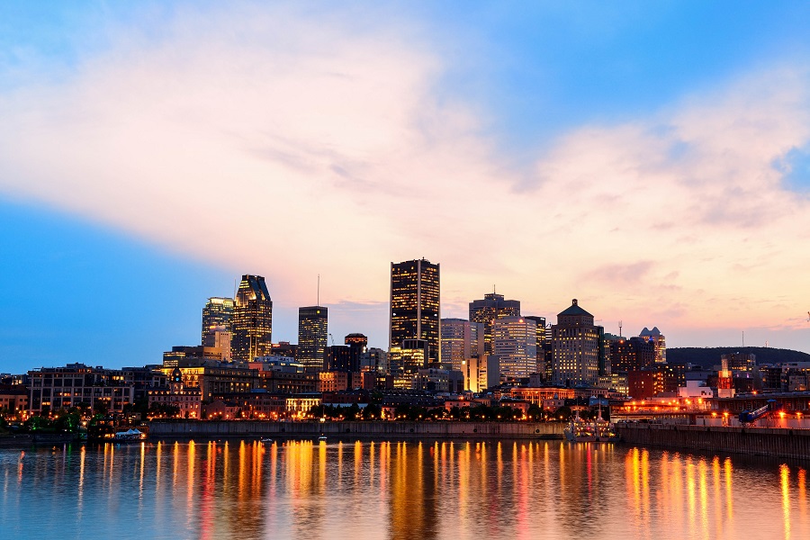 Skyline von Montreal am Abend